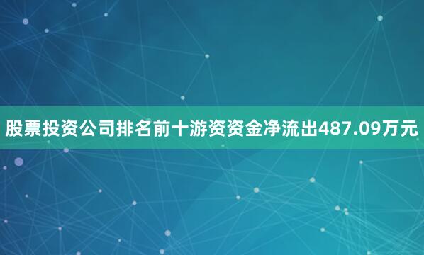 股票投资公司排名前十游资资金净流出487.09万元